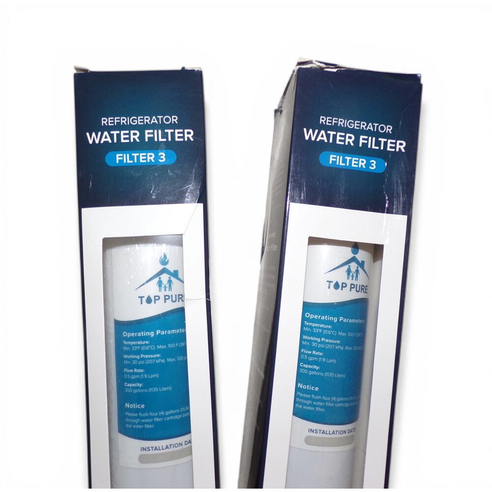 (2) Top Pure #3 Replacement Refrigerator Filters New Sealed Boxes Show Wear - Picture 4 of 6